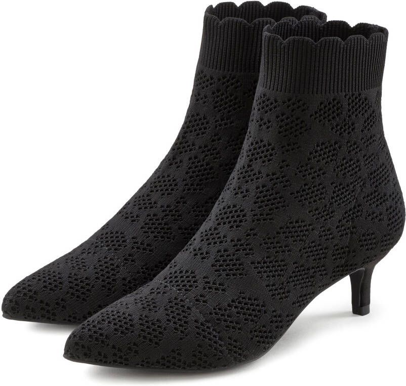 Lascana Enkellaarsjes Sock Boot High heel laarsjes laarzen kleine hak & elastische punt