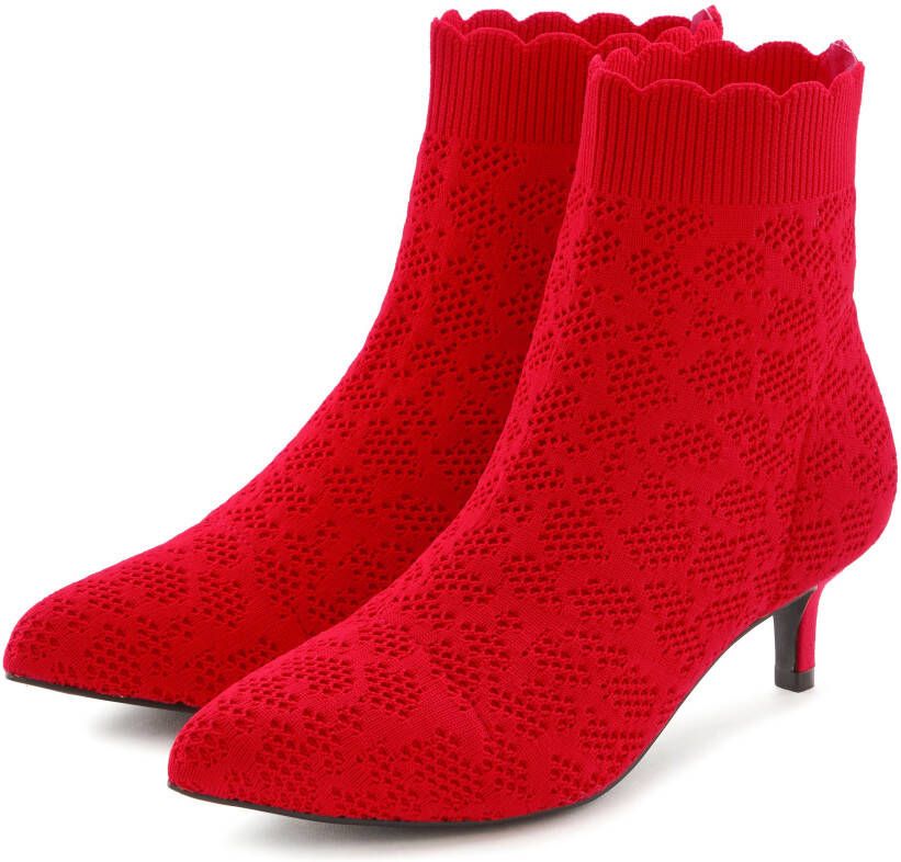 Lascana Enkellaarsjes Sock Boot High heel laarsjes laarzen kleine hak & elastische punt