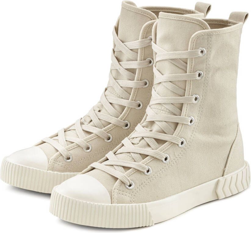 Lascana Laarsjes in combat-look high top sneaker veterschoen textiel laarzen