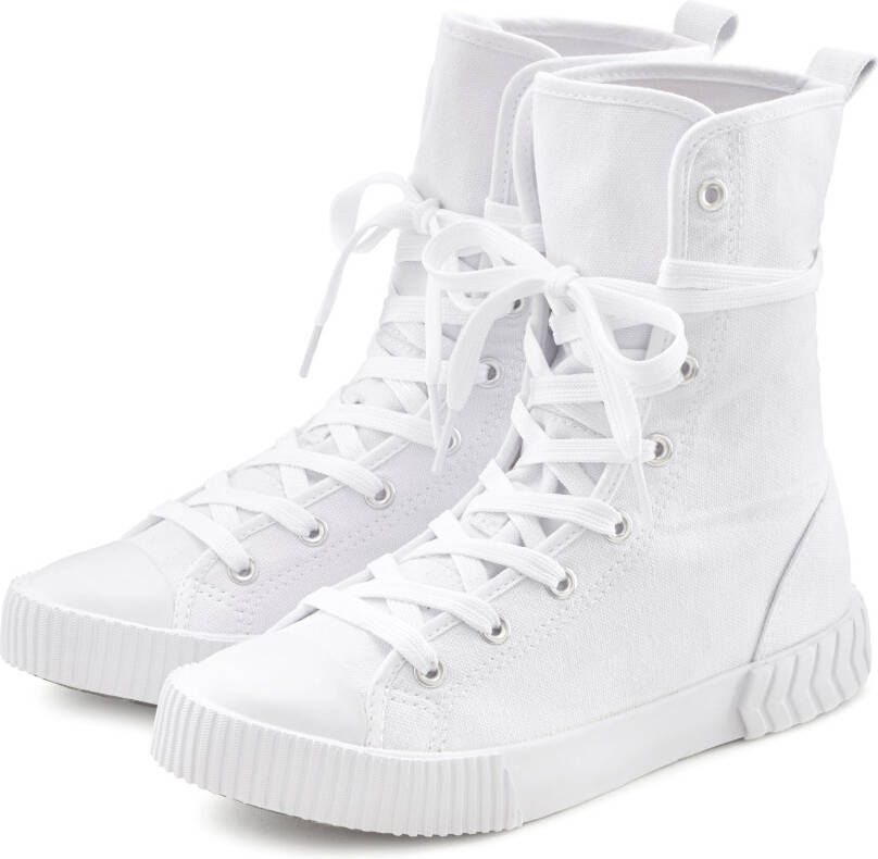 Lascana Laarsjes in combat-look high top sneaker veterschoen textiel laarzen