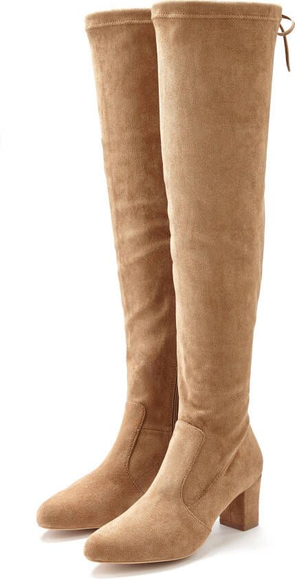 Lascana Overknee-laarzen Slouchy Boots Lange laarzen instapboot zacht stretchmateriaal blokhak