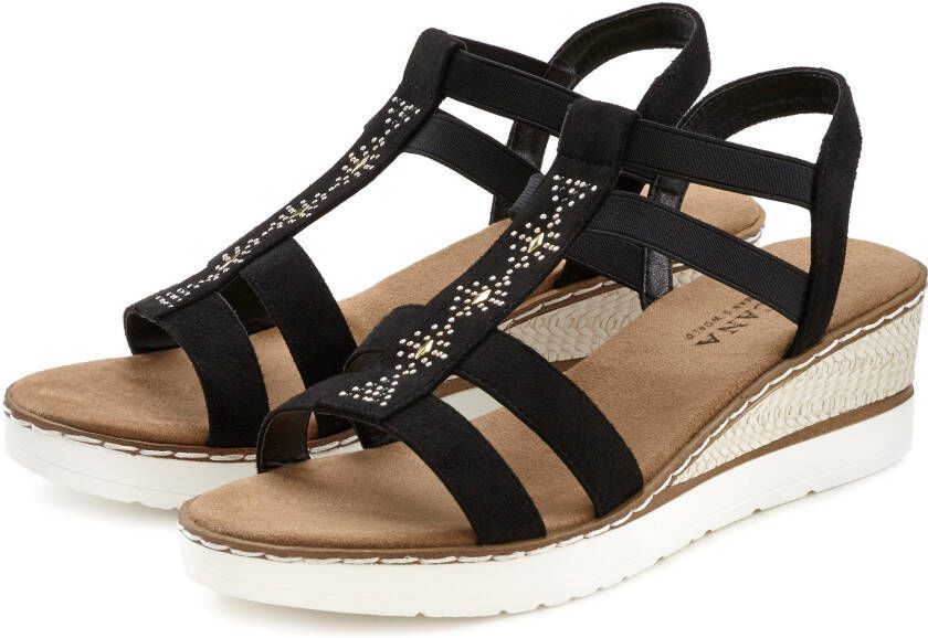 Lascana Sandaaltjes Sandalette zomerschoen met sleehak en sierstenen VEGAN