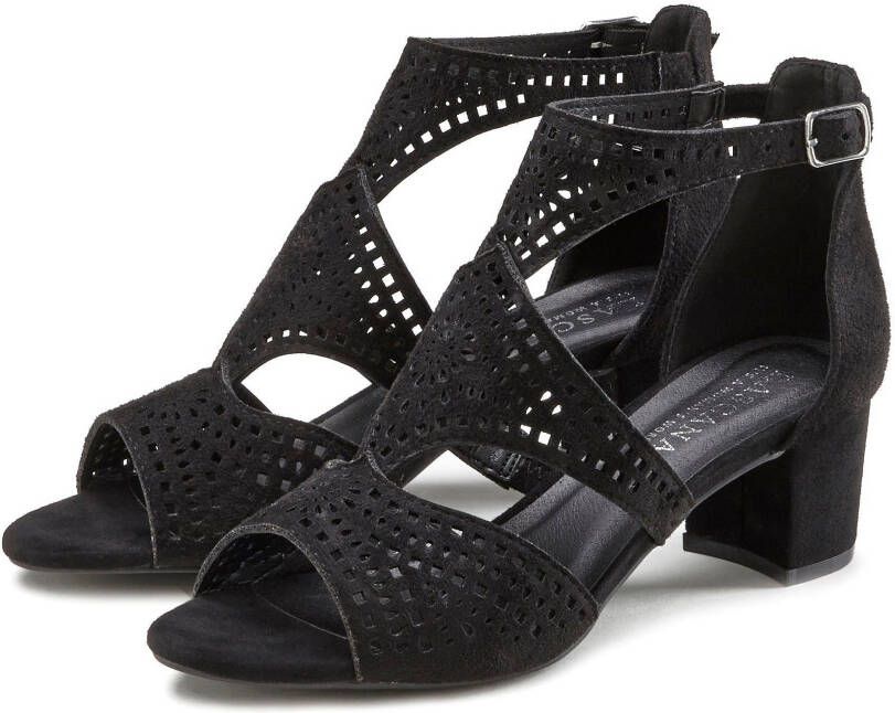 Lascana Sandalen Sandalette zomerschoen met cut-outs en comfortabele blokhak VEGAN