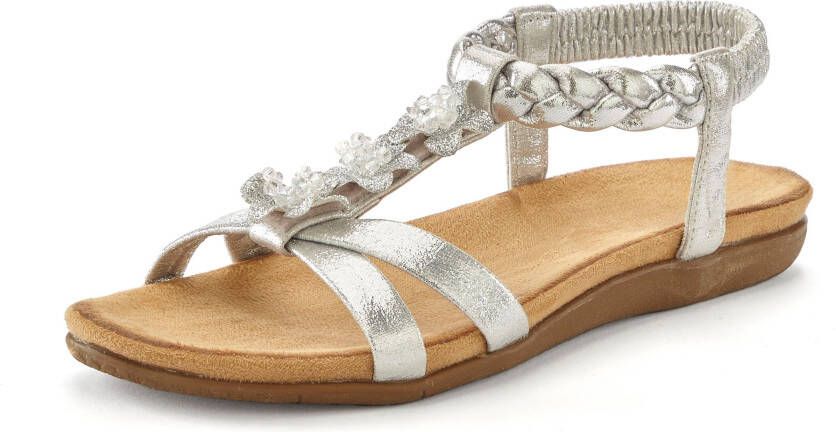 Lascana Sandalen Sandalette zomerschoen met sieraantjes en elastische band