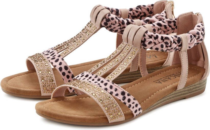 Lascana Sandalen Sandalette zomerschoen met versiering en kleine sleehak VEGAN