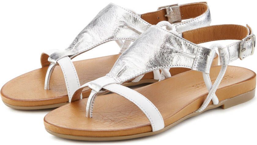 Lascana Sandalen Sandalette zomerschoen van hoogwaardig leer met metallic uiterlijk