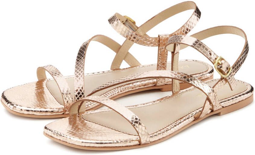 Lascana Sandalen Sandalette zomerschoen van leer met modieuze metallic-look