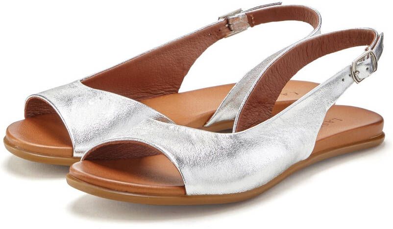 Lascana Sandalen van leer in modieuze metallic-look sandaal zomerschoen