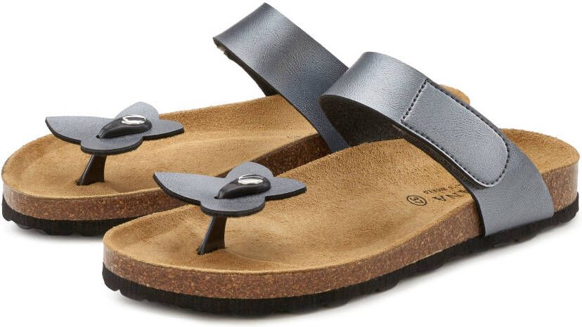 Lascana Slippers Mule sandaal open schoen kurkvoetbed 2 afneembare bovenkanten (3-delig)