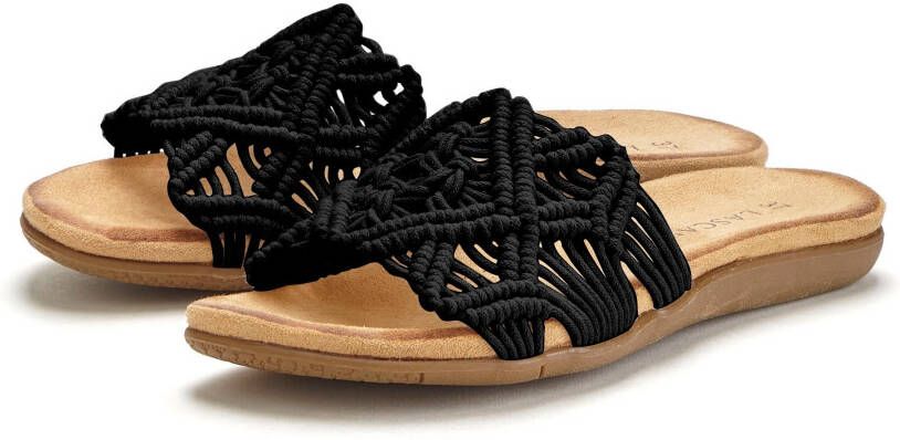 Lascana Slippers Mule sandaal open schoen met modieus haakpatroon VEGAN