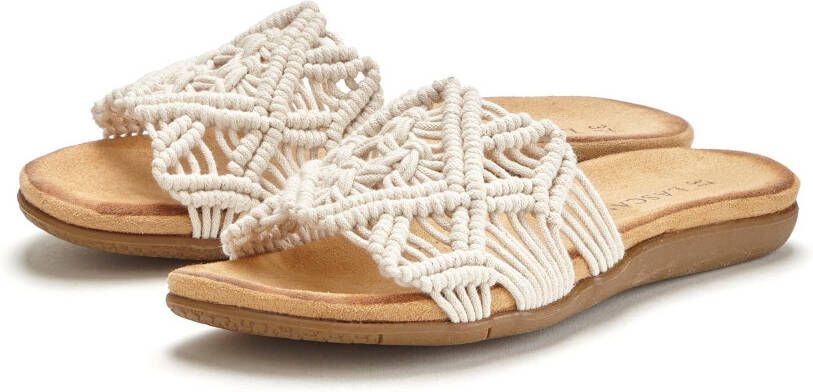 Lascana Slippers Mule sandaal open schoen met modieus haakpatroon VEGAN