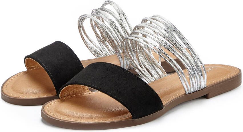 Lascana Slippers Mule sandaal open schoen met verfijnde bandjes