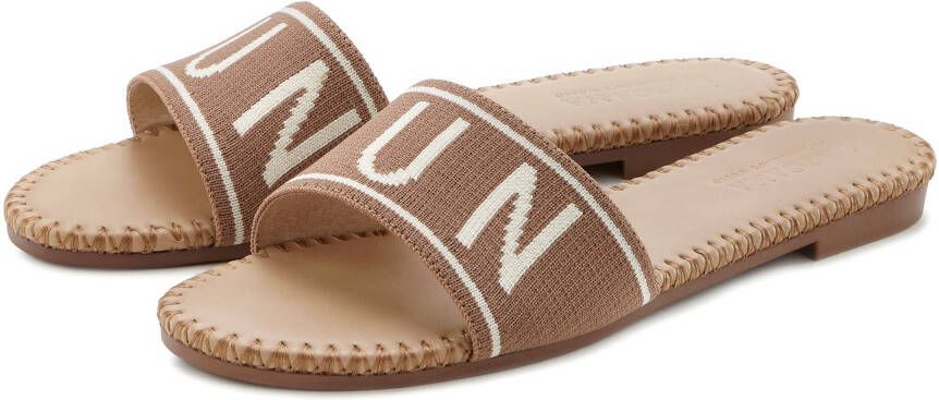 Lascana Slippers Mule sandaal open schoen van textiel met modieuze opdruk VEGAN