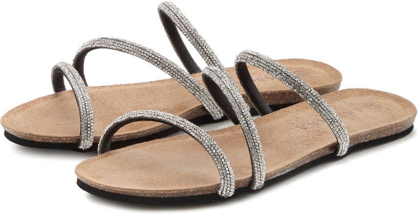 Lascana Slippers Sandalen Sandaal mule open schoen hoogwaardig kurken voetbed