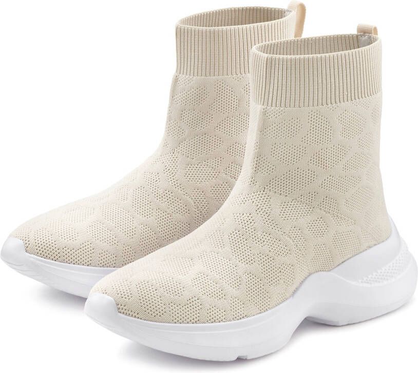 Lascana Sneakers elastisch materiaal slipper boot vrijetijdsschoenen high top vegan.