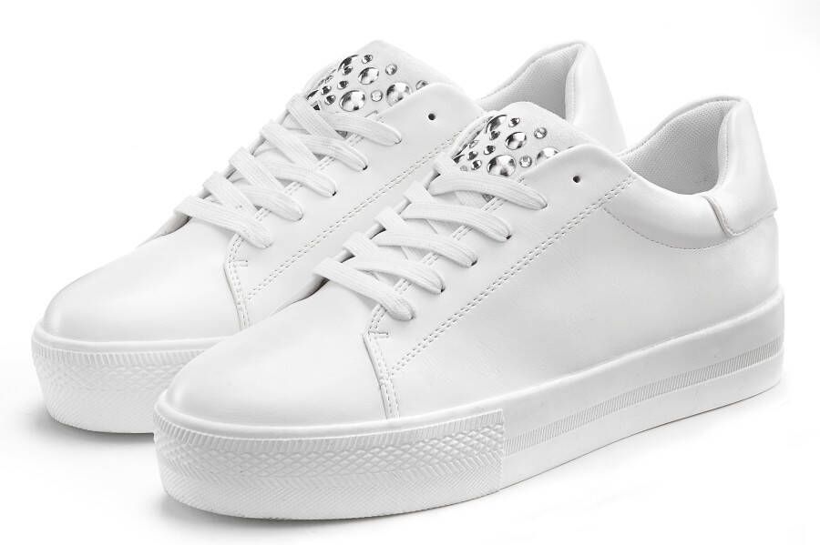 Lascana Sneakers Veterschoen vrijetijdsschoen met plateau kleine steentjes VEGAN