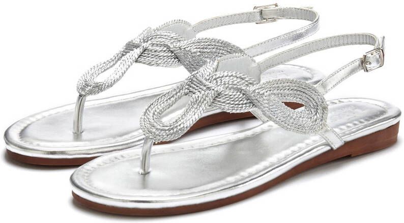 Lascana Teenslippers Sandaal pantoletten in metallic-look VEGAN