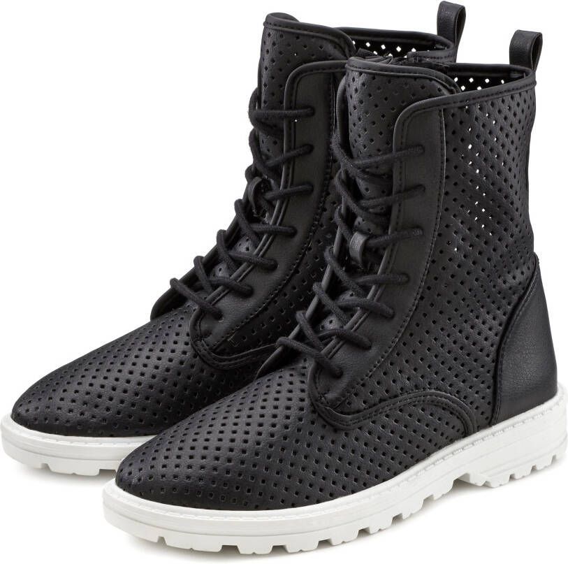 Lascana Veterlaarsjes voor veters met modieuze cut-outs laarzen boots hoge sneakers