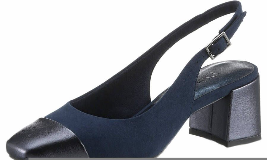 Marco Tozzi Slingback pumps avondschoen zomerschoen blokhak in modieuze vierkante vorm