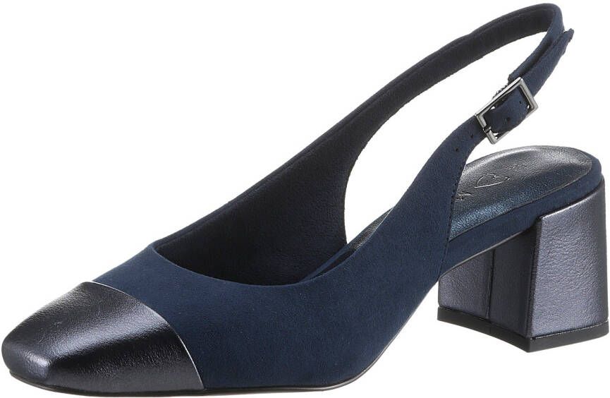 Marco Tozzi Slingback pumps avondschoen zomerschoen blokhak in modieuze vierkante vorm