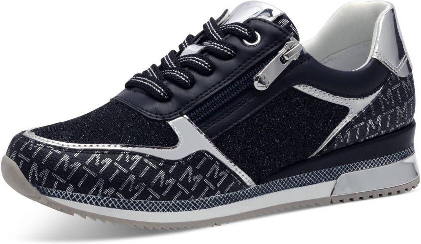 Marco Tozzi Sneakers met sleehak vrijetijdsschoen halfschoen veterschoen met logo-print