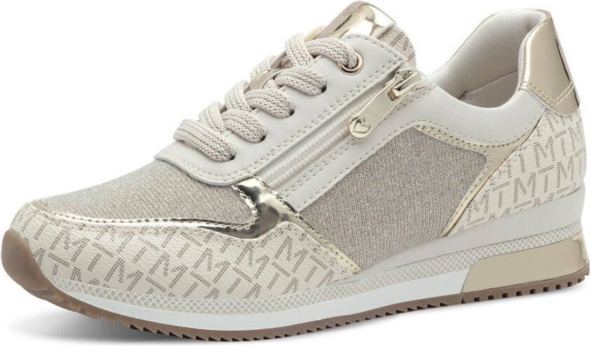 Marco Tozzi Sneakers met sleehak vrijetijdsschoen lage schoen veterschoen met logo-print