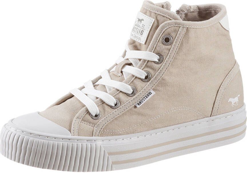 Mustang Shoes Plateausneakers veterschoen vrijetijdsschoen high top-sneaker met rits