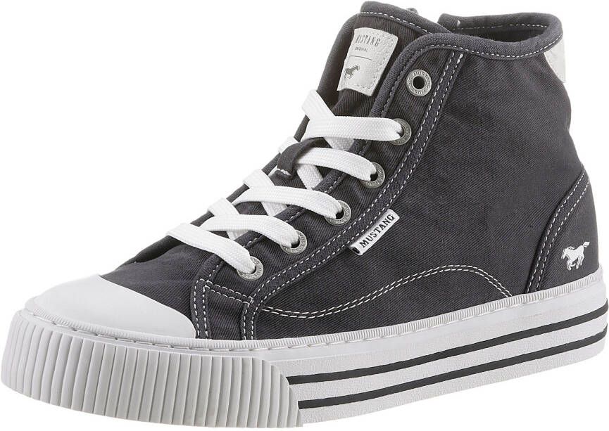 Mustang Shoes Plateausneakers veterschoen vrijetijdsschoen high top-sneaker met rits