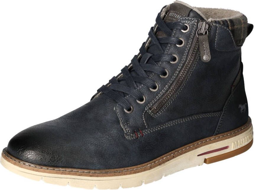 Mustang Shoes Winterlaarzen veterschoenen casual enkellaars met geruite inzet aan de schacht