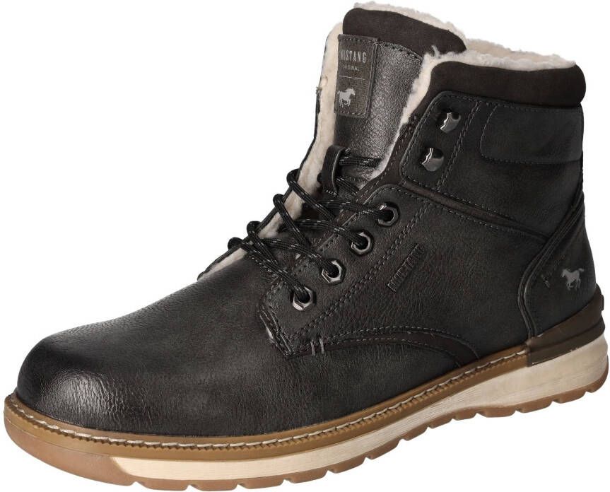 Mustang Shoes Winterlaarzen casual mode veterschoenen winterlaarzen met oogjes en logo-patch