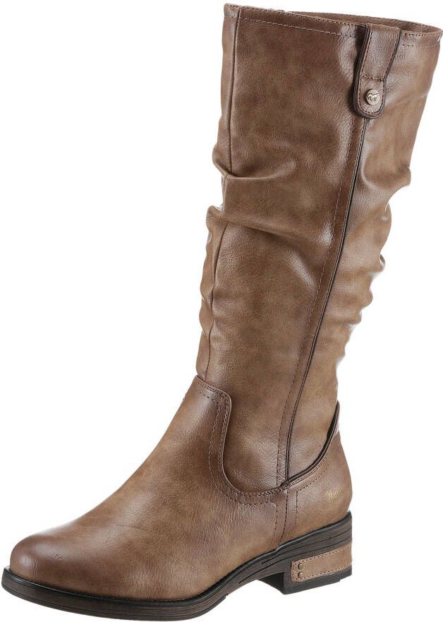 Mustang Shoes Winterlaarzen long shaft boots block heel with gathers at the slouchy shaft