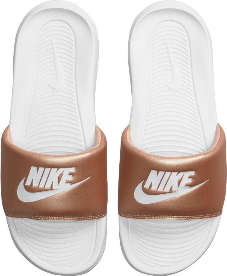 nike slippers white and gold