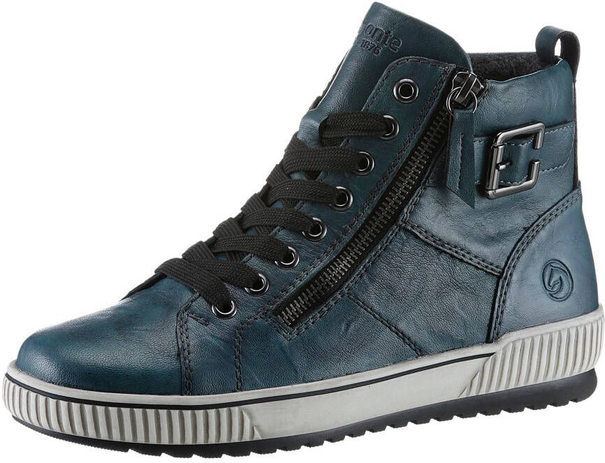 Remonte Plateausneakers vrijetijdsschoen high-top sneaker veterschoen met trendy siergesp