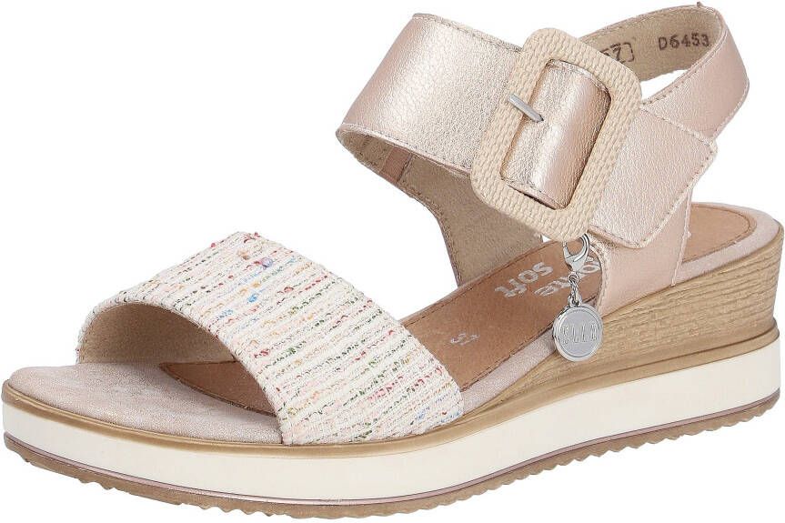 Remonte Sleehaksandaaltjes ELLE-Collection zomerschoen sandalen comfortschoen met klittenband onder de decoratieve gesp