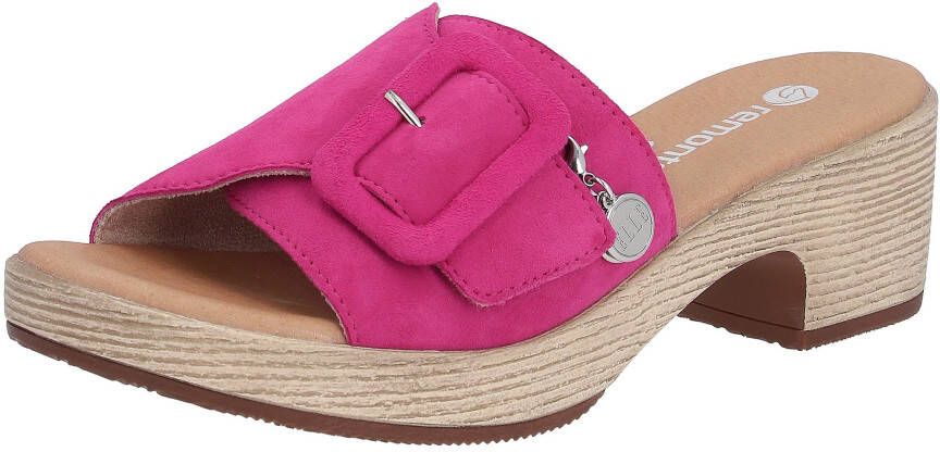 Remonte Slippers ELLE-Collection blokhak zomerschoen slippers decoratieve gesp elle-collectie