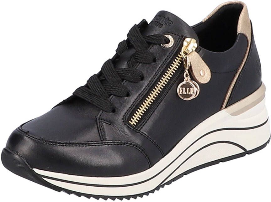 Remonte Sneakers met sleehak vrijetijdsschoen lage schoen veterschoen met gouden logo-hanger