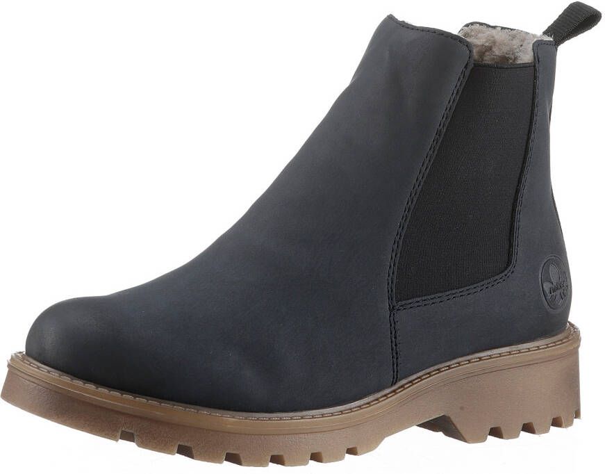 Rieker Chelsea-boots instappers enkellaars blokhak met knusse warme voering