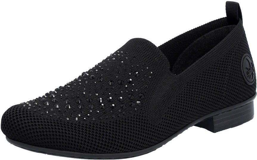 Rieker Instappers Loafer zakelijke schoen versierd met strass-steentjes