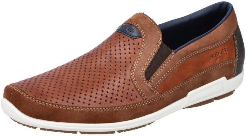 Rieker Instappers Vrijetijdsschoen slip-on schoen mocassin met stretch-inzetten