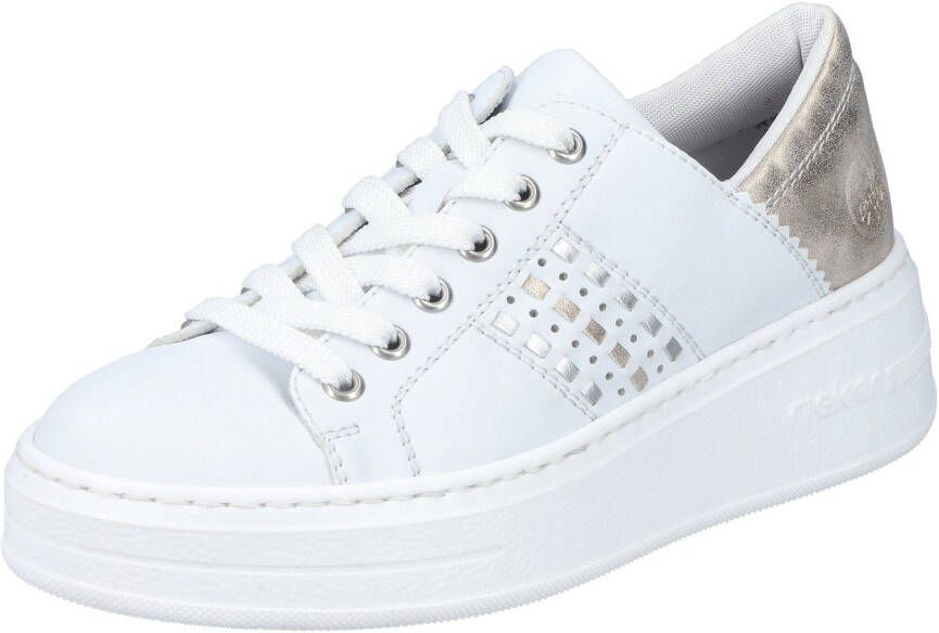 Rieker Plateausneakers met metallic-inzetten vrijetijdsschoen halfhoge schoen veterschoen