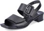 Rieker Zwarte leren platte sandalen Zwart Dames - Thumbnail 3