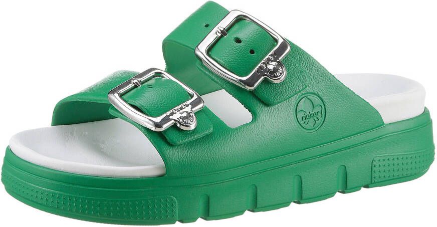 Rieker Slippers platform summer shoe slippers with two adjustable buckles