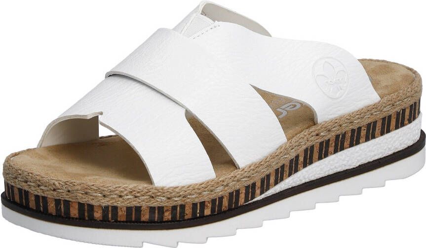 Rieker Slippers wedge heel summer shoe slippers with straw framing