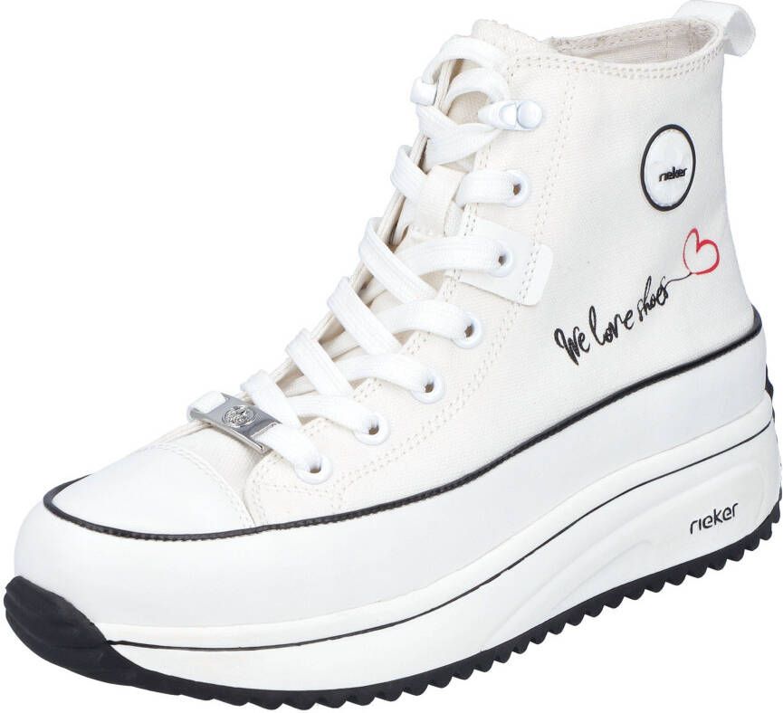 Rieker Sneakers plateau high top sneakers veterschoenen in vegan-verwerking