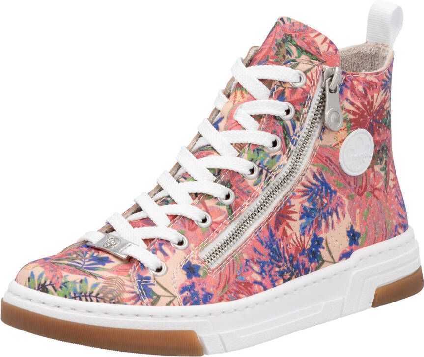 Rieker Sneakers high top sneaker vrijetijdsschoen veterschoen met plateauzool