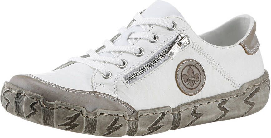 Rieker Sneakers met decoratieve rits vrijetijdsschoen halfhoge schoen veterschoen