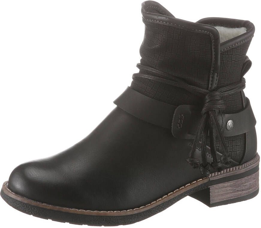 Rieker Winterlaarzen winterankle boots blokhak warme voering met decoratieve banden