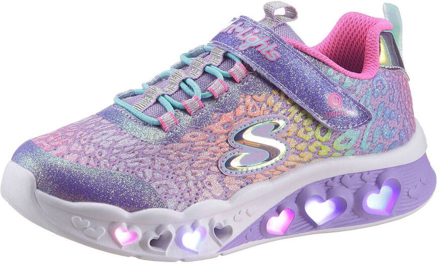 Skechers Kids Sneakers FLUTTER HEART LIGHTS LOVES WILD met felgekleurde zool