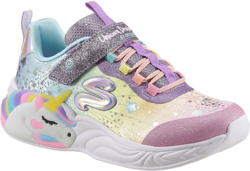 Skechers Kids Sneakers UNICORN DREAMS met eenhoornmotief en knipperlichtje