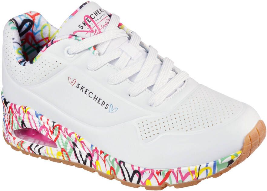 Skechers Sneakers met sleehak UNO-LOVING LOVE met coole graffiti-print vrijetijdsschoen halfhoge schoen veterschoen